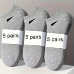 5 Pairs Of Men'S Breathable Socks - Polyester Fiber Material, Light, Simple Solid Color Design, Durable And Elastic Daily Leisure And Comfort, Versatile Shoes, Fashionable Style, Comfortable Fit, Soft Fabric, Essential For Dynamic Life - Image 3