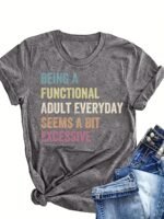 Plus Size Functional Letterprint T-Shirt, Casual Crew Neck Short Sleeve T-Shirt For Spring & Summer, Women'S Plus Size Clothing - Image 7