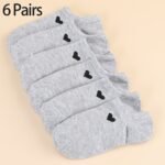 6/10 Pairs Unisex Ankle Socks With Heart Accents - Soft Breathable Moisture-Wicking No-Show Boat Socks For Men & Women, Assorted Colors, All-Season Casual Athletic Office Wear, Machine Washable - Image 9