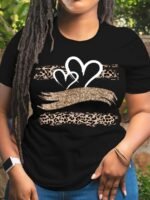 Plus Size Heart Print T-Shirt, Casual Crew Neck Short Sleeve T-Shirt, Women'S Plus Size?Clothing - Image 5