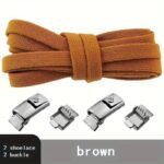 Casual Style Elastic Shoe Laces With Metal Buckles, 8Mm Spandex, Hand Washable, Hollow Detail, Woven Lightweight Solid Color Shoe Strings - 1 Pair - Image 21