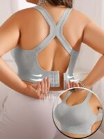 Plus Size Women'S S Bra With Removable Pads - Breathable Anti-Sagging Wire-Free Design For Yoga - 10 Colors Available, Accessory, Racerback Style, Adjustable Straps, Medium Elasticity, Top, Seamless Style, Durable Construction, Lifestyle - Image 9