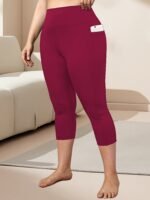 Women'S High-Waisted Side Pockets 7-Inch Pants - Stretchy, Comfortable, And Stylish For Spring/Summer/Fall - Solid Color, Slim Fit, Side Pockets For Everyday Comfort, Casual Wear Pants | Highwaisted Leggings | Stretchy Fabric - Image 5