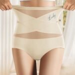 1-Pack High-Waist Women'S Panties, Breathable Mesh Cross Ice Sliky Fiber Fabric Seamless Briefs