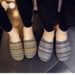 Women'S Japanese Style Breathable Slippers, Bohemian Striped Indoor Slides, Lightweight Non-Slip Soft Sole, Hand Wash Or Dry Clean, All-Season Fabric Upper And Liner, Eva Sole, Home Footwear - Image 2