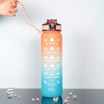 1Pc 1000Ml/33.81Oz Simple Large Capacity Plastic Water Bottle, Fashion Gradient Color Water Cup With Scale And Straw, Frosted Drinking Cup For Outdoor Sports, Fitness - Image 3