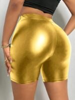 Women'S Elegant High-Waisted Shorts, 95% Polyester 5% Elastane Knit Fabric, Solid Color, Stretchy Skinny Biker Shorts For Spring/Summer/Fall - Image 4