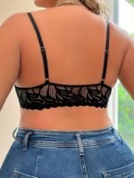 1Pc French Triangle Lace Bra - No Underwire, Seamless Comfort, Plus Size Friendly, Sexy Sheer Design With Medium Stretch Fabric For Everyday & Special Occasions, Lace Bralette, Elegant Lingerie, Elegant Underwear, Comfortable Fit - Image 3