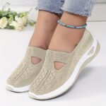 Women'S Breathable Knit Slip-On Sneakers - Light Blue Casual Low-Top Shoes With Cushioned Pvc Sole, All-Season Comfort For Casual Attire, Ladies Sneakers, Stylish Slipons, Comfortable Fit - Image 3
