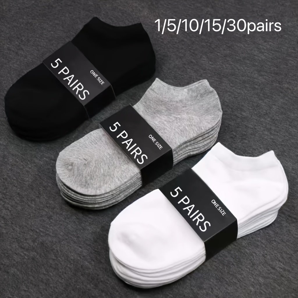 product-fancy-a1b3a004-3100-4f6f-ab3a-7b724450563c.jpg 1/5/10/15/30 Pair Essentials Ankle Socks - Soft, Lightweight Low-Cut No-Show Socks, Black/White/, Everyday & Formal Wear, Bulk Pack (1,5,10,15,30 Pairs) - Easy-Care Ankle Socks, Casual Wear, Minimalist Design, Comfortable Fit, Active Lifestyle - Image 1