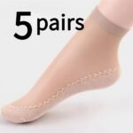 10 Pairs Of 5 Pairs Of Ice-Feeling Breathable Socks- Stockings, Women'S Socks, Spring, Summer, Autumn Bottom, Sweat-Absorbent Non-Slip Socks, Flesh-Colored Anti-Snagging Silky Medium Thin Model - Image 5