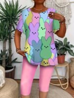 Elegant Plus Size Crew Neck T-Shirt With Floral Print - Soft Medium Stretch Fabric, Short Sleeve Top For Women, Casual Wear, All Season Tee|Floral Print Top|Comfortable Fit, Plus Size Clothing - Image 3