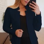 Women'S Lightweight Long Sleeve Casual Blazer - Solid Color Notch Lapel Jacket For Spring & Fall, Versatile Office & Casual Attire, Spring Outerwear, Sophisticated Style, Notch Lapel Design