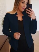Women'S Lightweight Long Sleeve Casual Blazer - Solid Color Notch Lapel Jacket For Spring & Fall, Versatile Office & Casual Attire, Spring Outerwear, Sophisticated Style, Notch Lapel Design