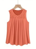 Solid Color Versatile Sleeveless Chest Pleated Casual Vacation Top - Image 2