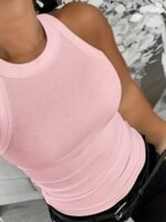 Chicme Women'S Sleeveless Ribbed Tank Top - Plus Size Fitted Stretchy Casual Shirt, Solid White Round Neck All-Season Machine Washable Elegant Top, Ladies Tank Tops, Everyday Outfit, Classic Style, Comfortable Fit, Casual Attire - Image 5