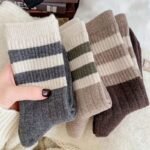 5 Pairs Thick Autumn And Winter Striped Long Women'S Socks - Image 5