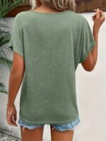 Plus Size V Neck Solid Simple T-Shirt, Casual Short Sleeve Top For Spring & Summer, Women'S Plus Size Clothing - Image 9