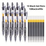 20Pcs Retractable Gel Pens, 0.5Mm Black Red Blue Neutral Gel Pens, Telescopic Gel Ink Ball Pens, 10 Gel Pen +10 Gel Pen Refills, Suitable For Diary, Office, School And Home Writing - Image 3