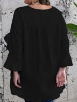 Plus Size Ruffle Sleeve Blouse, Casual Crew Neck Asymmetrical Hem Blouse For Spring, Women'S Plus Size?Clothing - Image 6