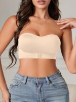 Women'S Strapless Wireless Bandeau Bra - Removable Pads, 85% Nylon/15% Elastane, Seamless Comfort, Solid Black, Hand Wash Only, Sexy Comfort Fit For Everyday & Special Occasions - Image 8