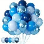 50-Pack Metallic Blue Balloons - Elegant Metallic Sheen, Deep Sky Blue & Light Blue Party Decorations For Birthday, Wedding, Anniversary, Graduation, Bridal Shower, Bachelor Party - Durable Latex Balloons For Indoor/Outdoor Events - Perfect For Party Decorations, Birthday Balloons, Event Decorations, Celebration Accessories, Versatile Decor Items, Highquality Decor, Wedding Decor, Stylish Decor, Longlasting Decor, Decorative Balloons, Wedding