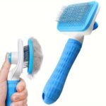 1Pc Professional-Grade Pet Massage Comb & Brush - One-Click Undercoat Remover For Dogs & Cats, Gentle Shedding Tool With Detachable Loose Hair, Reduces Shedding Frequency, Reduces Baths - Sensitive Beige Grooming Brush - Image 6