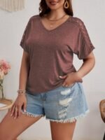 Plus Size, Plus Size Women'S Ruched Batwing Sleeve T-Shirt - Image 3