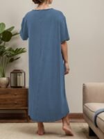 Plus Size Women'S Gray Nightgown With Bow Tie - Image 4