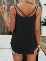Solid Color Eyelet Zipper Top, Versatile Sleeveless Double Strap Top For Spring & Summer, Women'S Clothing - Image 7