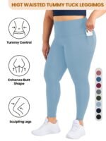 Plus Size - Women'S High-Waist 9/3 Length Leggings With Side Pockets - Stretchy, Solid Color, Casual Leggings For Daily Wear, Leggings | Highwaist Leggings | Comfortable Fit - Image 5