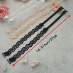 1 Pair Floral Bra Straps - Adjustable Replacement Shoulder Straps For Lingerie, Beige/White/Black With Metal Clasps, Polyester Fabric, Women'S Fashion Accessories - Image 2