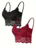 Women'S Hollow Out Wrapped Breast Lace Cami Bras, Anti-Slip Solid Medium Stretch Padded Bra, Women'S Lingerie & Underwear - Image 10