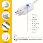 Bzpcf 1Pc Usb Fairy String Lights, 20.12Meter 200Led, 10.06Meter 100 Led, 5.0Meter 50Led, Silver Wire, 8 Lighting Modes, Remote Control, Usb Powered, Non-Rechargeable, Button Control, For Wedding, Bedroom, Ceiling, Christmas Decoration - Image 6