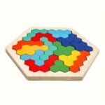 Hexagonal Wooden Puzzles In 3D For Kids, Designed As Educational Toys. These Tangram Games Are Perfect For Testing Brain Iq And Make Great Gifts For Christmas And Holidays. - Image 10