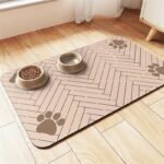 1Pc Quick-Dry Diatom Mud Pet Feeding Mat - Splash-Proof, Absorbent, Easy To Clean, Suitable For Dogs And Cats, Herringbone Pattern With Paw Print Design, Washable Pet Feeding Mat - Image 10