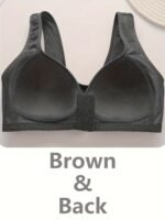 Seamless Wireless Push-Up Bra For Women - Front Buckle Closure, Breathable Comfort, Medium Support & Solid Stripe Design, No Underwire, Non-Removable Padded Cups, Elegant Casual Attire, Comfortable Undergarment, Elegant Undergarment, Handwashable Fabric - Image 10