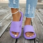 1 Pair Women'S Thick Sole Non-Slip Slide Sandals, Casual Slippers For Beach And Indoor/Outdoor Use, Comfortable All-Season Eva Shoes, Hand Washable Solid Color, Indoor Slippers - Image 14
