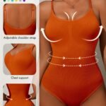 Women'S High-Waisted Tummy Control Bodysuit - Adjustable Shoulder Straps, Chest Support & Butt Lifting Thigh-High Shapewear - Lightweight Sculpting One-Piece In 7 Colors (Elegant Special Collection), Tummy Control Shapewear, Body Shaping Wear, Ribbed Texture, Flexible Material, Waist Trainer, Special Occasion Wear