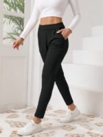 Women'S High-Waist Stretch Yoga Pants With Pockets - Black, Breathable & Lightweight For Fitness & Casual Wear - Image 9
