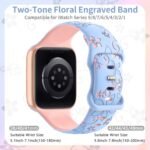 Women'S Floral Engraved For Apple Watch Band - Soft Silicone Sport Strap With Butterfly Clasp, Cute Flower Pattern Compatible With Series 1-10 & Ultra/Ultra 2/3/Se (38Mm-49Mm) - & Floral Design, Comfortable Durable Strap For Casual Attire - Image 2