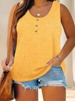 2024 Hot New Summer Women'S Plus Size Casual Button-Up Tank Tops - Image 5