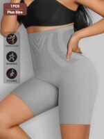 1Pc Plus Size Elegant Underwear, Women'S High Waist Tummy Control Seamless Shapewear Box Briefs - Image 4