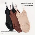 1Pc Solid Adjustable Strap Bodysuit Backless Butt Lifting Bodyshaper High Compression Corset Plus Size Skinny Sleeveless Sexy Hugging Fit Tops Modelingrompers Women'S Underwear Abdomen Casual Plain Basic Shapewear For Tummy Control Full Bust - Image 6