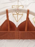 Women'S Plus Size Comfortable Striped Wireless Bra - Maternity Friendly, Medium Support, Knit Polyester Fabric, Regular Fit, All-Season Wear, Everyday Comfort Wear | Elegant Striped Design | Medium Support Bra, Ladies Underwear - Image 6