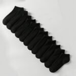 White 12-Pair Pack Of Short Socks - Xz - Comfortable And Simple Solid Color Socks For Spring And Autumn. - Image 2