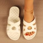 Women'S Hollow Out Flat Slides, Solid Color Summer Outdoor Shoes, Minimalist Soft Sole Slides For Holiday - Image 8