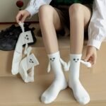 1/2/3 Pairs Unisex Adorable Holding Hands Magnetic Crew Socks, Comfy Breathable Casual Thermal Socks, Winter & Autumn - Image 2