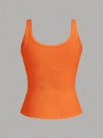 Women'S Elegant U-Neck Cami Top - Black, Stretchy Polyester Blend, Sleeveless, Machine Washable, Form-Fitting, All-Season Wear, Casual Layering Piece | Formfitting Design | Plain Weave Top - Image 5