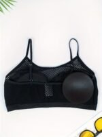 1Pc Women'S Sporty Plunge Bra With Removable Pads - Hollow Stretch Mesh, No Underwire, Medium Support, Machine Washable Solid Color Tank Top For Gym & Casual Wear, Everyday Comfort Lingerie, Elegant Lingerie Style, No Underwire Bra, Activewear Essentials, Seamless Design, Soft Material, Fitness Enthusiasts - Image 8